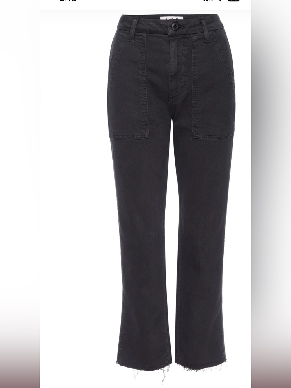 AMO Black Straight-Leg Cropped Utility Pants